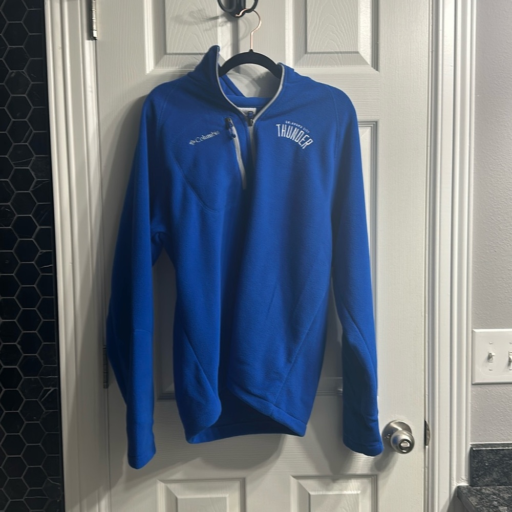 NWT Columbia Men’s size large Quarter Zip blue fleece Oklahoma City Thunder